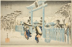 Der Gion-Tempel im Schnee, aus der Serie "Berühmte Orte in Kyoto" von Utagawa Hiroshige