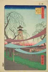 Die Hatsune-Reitplätze in Bakuro-cho, Nr.6 aus der Serie "Hundert berühmte Ansichten von Edo"