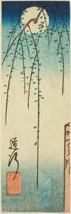 Die Michiyuki-Szene aus dem Stück Ohan und Choemon (Michiyuki, Ohan Choemon), Abschnitt eines Blattes aus der Serie "Reflexionen von Dramen in Ausschnitten (Harimaze joruri kagami)" von Utagawa Hiroshige