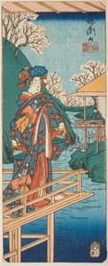 Die Bergszene aus dem Stück Imoseyama, Abschnitt eines Blattes aus der Serie "Reflexionen von Dramen in Ausschnitten" von Utagawa Hiroshige