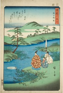 Der Noji-Juwelenfluss in der Provinz Omi (Omi Noji), aus der Serie "Sechs Juwelenflüsse in den verschiedenen Provinzen (Shokoku Mu Tamagawa)" von Utagawa Hiroshige