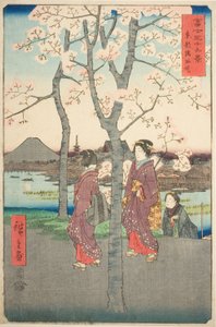 Das Sumida-Ufer in der östlichen Hauptstadt, aus der Serie "Sechsunddreißig Ansichten des Berges Fuji"