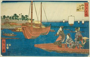 Der Sumiyoshi-Schrein auf der Insel Tsukuda, aus der Serie "Berühmte Orte in Edo"