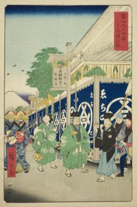 Der Suruga-Distrikt in der östlichen Hauptstadt, aus der Serie "Sechsunddreißig Ansichten des Berges Fuji" von Utagawa Hiroshige