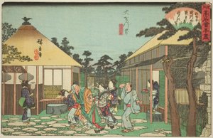 Das Tagawaya-Restaurant vor Daionji, aus der Serie "Berühmte Restaurants von Edo"