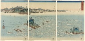 Die Strudel in der Naruto-Straße, Provinz Awa (Awa Naruto no fukei) von Utagawa Hiroshige