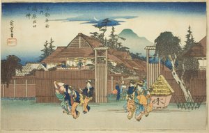 Die Weide am Tor des Shimabara-Vergnügungsviertels, aus der Serie "Berühmte Ansichten von Kyoto" von Utagawa Hiroshige