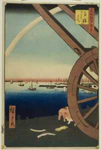 Ushimachi bei Takanawa (Takanawa Ushimachi), aus der Serie "Hundert berühmte Ansichten von Edo (Meisho Edo hyakkei)" von Utagawa Hiroshige