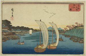 Ansicht des Sumida-Flusses (Sumidagawa no zu), aus der Serie "Berühmte Orte in der östlichen Hauptstadt (Toto meisho)"