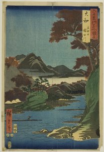 Provinz Yamato: Tatsuta-Berg und Tatsuta-Fluss (Yamato, Tatsutayama, Tatsutagawa), aus der Serie „Berühmte Orte in den sechzig Provinzen (Rokujuyoshu meisho zue)“