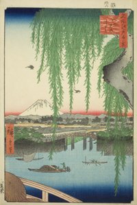 Yatsumi-Brücke (Yatsumi no hashi), aus der Serie "Hundert berühmte Ansichten von Edo (Meisho Edo hyakkei)"