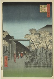 Yoshiwara-Lizenzviertel im Morgengrauen (Kakuchu shinonome), aus der Serie "Hundert berühmte Ansichten von Edo (Meisho Edo hyakkei)" von Utagawa Hiroshige