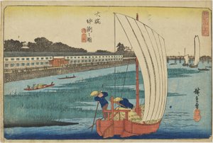 "Sandbank bei Ōhashi" aus der Serie "Herausragende Ansichten von Edo" von Utagawa Hiroshige