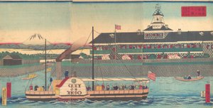 Das Tsukiji-Hotel in Tokio, 5. Monat, 1870 von Utagawa Hiroshige III