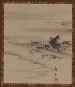 Landschaft: Fluss, Stadt und Nebel, Edo-Periode, 19. Jahrhundert