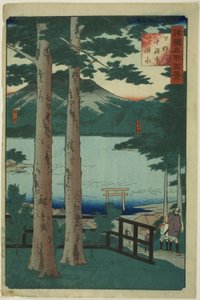 Der See bei Chuzenji in der Provinz Shimotsuke (Shimotsuke Chuzenji kosui), aus der Serie "Hundert berühmte Ansichten in den verschiedenen Provinzen (Shokoku meisho hyakkei)" von Utagawa Hiroshige II