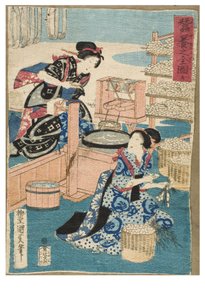 Seidenraupen züchten von Utagawa IIII (1848-1920) Kunisada