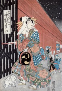 Männlicher Schauspieler Nakamura Matsue in der Rolle der Kurtisane Keisei Miyako von Utagawa Kunihiro