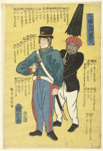 Aus den fünf Ländern: der Holländer (Holländer mit indischem Diener) von Utagawa Kunihisa