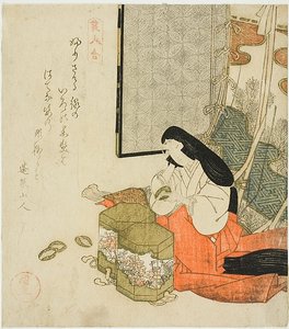 Hofdame beim Muschelspiel (Kaiawase), aus der Serie "Wettstreit der Schönheiten (Bijin awase)"
