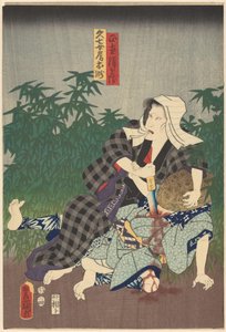 Seibei von einer Person mit weißem Kopftuch ermordet von Utagawa Kunisada (I)