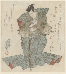 Stehender Herr im blauen Über-Kimono