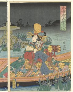 Feindliche Wellen nähern sich dem modernen Prinzen Genji von Utagawa Kunisada (I)