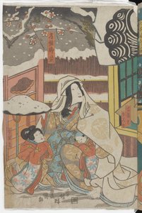 Szene aus einem Kabuki-Stück einer Yoshitsune-Geschichte von Utagawa Kunisada