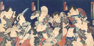 Utagawas Lebenswerk, aus der japanischen Version des Shuihu Zhuan, 1863, 5. Monat von Utagawa Kunisada