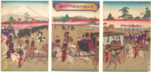 Ansicht einer Militärparade in Aoyama, Feb. 1889 Meiji 22