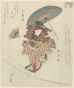 Eine Frau auf einem Seil gehend von Utagawa Kuniyasu