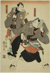 Schauspieler als Hotei Ichiemon und Gokuin Chiemon von Utagawa Kuniyoshi