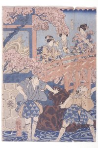 Band? Hikosabur? IV als Ashikaga Yoshimasa und Ichikawa Kodanji IV als Asakura T?go aus dem Kabuki-Stück, Higashiyama Sakura S?shi