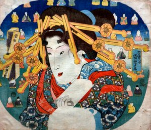 Kurtisane Serie: Moderne drei Härten für Frauen (Tōsei sanpukutsui), ca. 1833 von Utagawa Kuniyoshi