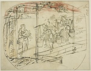 Salzwasser am Strand sammeln von Utagawa Kuniyoshi