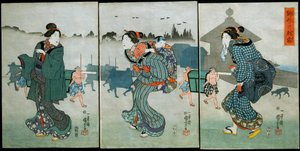 Morgennebel in Komagata (Komagata no asagiri): Vergnügungen der vier Jahreszeiten (Shiki yūkan), ca. 1846 von Utagawa Kuniyoshi