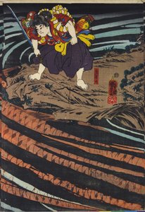 Tafel aus einem Triptychon, darstellend Oniwaka-maru von Utagawa Kuniyoshi