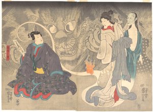 Szene aus einer Geistergeschichte: Der Okazaki-Katzendämon von Utagawa Kuniyoshi
