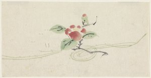 Zweig mit roter Kamelie von Utagawa Kuniyoshi