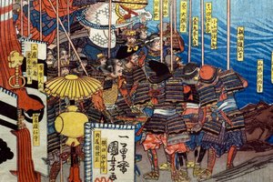 Takeda Shingen besiegt die Streitkräfte von Suwa Yorishige, ca. 1850-51 von Utagawa Kuniyoshi