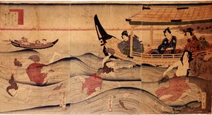 Das Abalone-Fischen. Drucke von Utagawa Kuniyoshi (ca. 1797-1861) von Utagawa Kuniyoshi