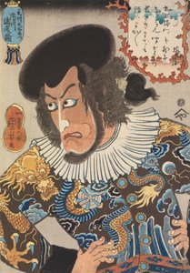 Der Schauspieler Ichikawa Ebizo V als Kezori Kuemon, Holzschnitt, veröffentlicht von Fujiokaya Hikotaro (Shogendo), 8. Monat 1840 von Utagawa Kuniyoshi