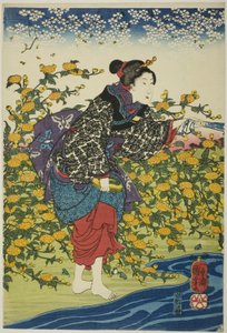 Der Ide-Juwelenfluss in der Provinz Yamashiro (Yamashiro kuni Ide no Tamagawa), aus einer unbetitelten Serie der sechs Juwelenflüsse
