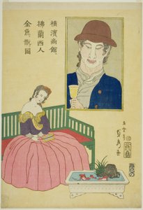 Französin bewundert Goldfische in einem Geschäft in Yokohama