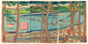 Prozession von Minamoto no Yoritomo über den Oi-Fluss (Minamoto Yoritomo ko Oikawa gyoretsu zu)