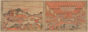 Abkühlung in Nakazu / Kabuki-Theater von Utagawa Toyoharu