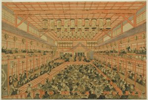 Perspektivbild eines Kabuki-Theaters (Uki-e Kabuki shibai no zu)