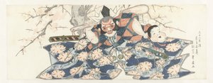 Ein Krieger hält einen Stößel von Utagawa Toyohiro