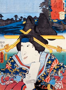 Porträt einer Kabuki-Theaterschauspielerin, Ukiyo-e-Kunstdruck von Utagawa Toyokuni (1769-1825), Holzschnitt, japanische Zivilisation, Edo-Zeit von Utagawa Toyokuni