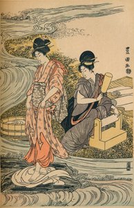 Wäsche waschen, um 1800 von Utagawa Toyokuni